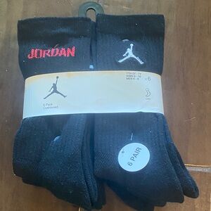 Jordan Men's Black and Red Crew Socks - 6 Pair